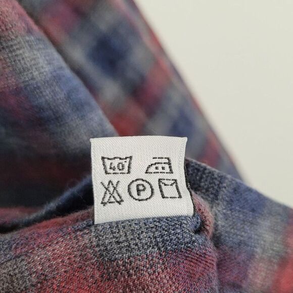 Culturata Size XL Plaid Button Up Shirt Long Sleeve Brushed Cotton Red Blue - Picture 11 of 12